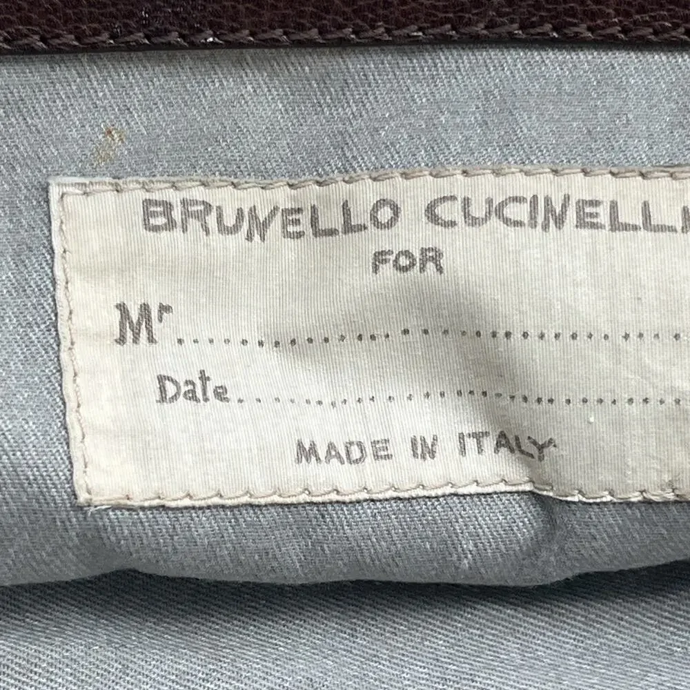 Brunello Cucinelli travel backpack Brown Leather Blue Wool Vintage Italy Rare